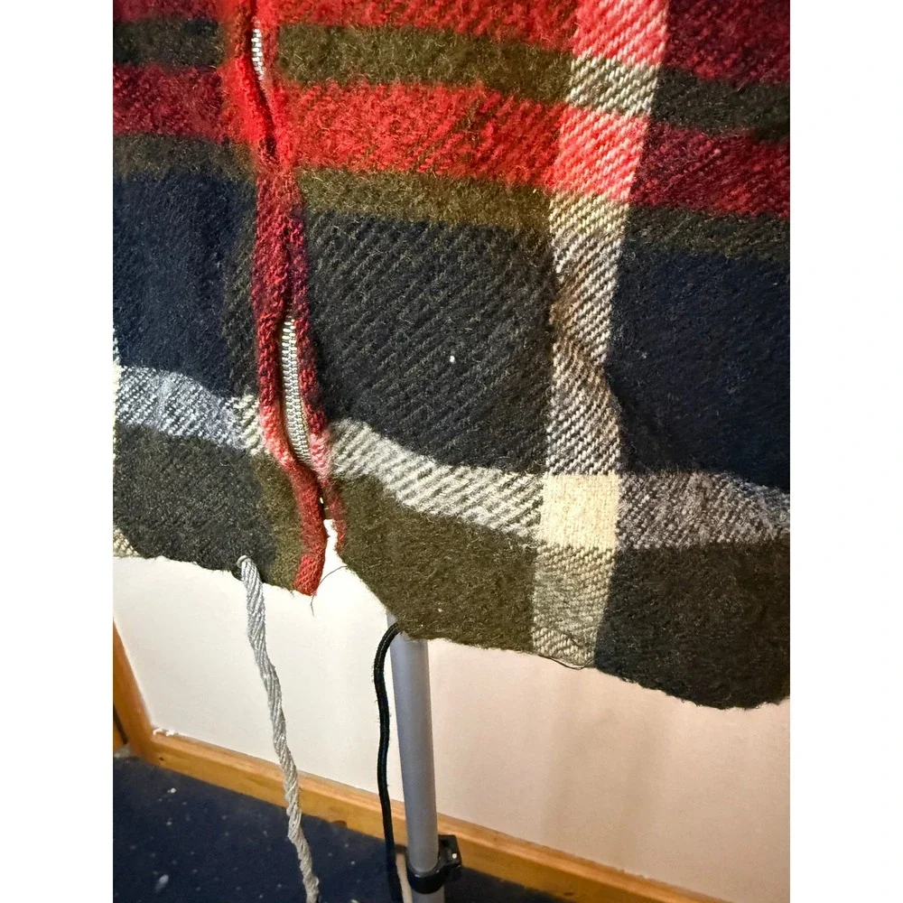 Vintage Southampton Sportswear Plaid Hooded Jacket Green Red Wool Blend Size 14